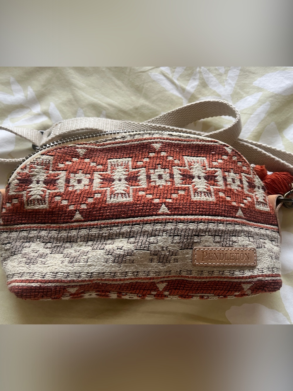 Pendleton Rust Orange & Cream Patterned Woven Crossbody Bag